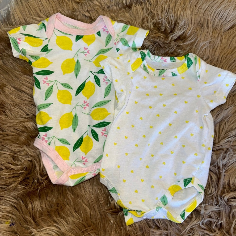 2 Emporio Baby by Armani onesies- lemons 0-3m